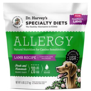 Dr. Harvey's Allergy Lamb Recipe dog food for sensitive dogs.