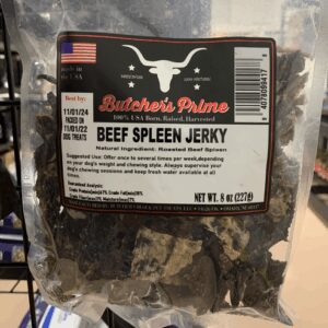 Package of Butcher's Prime Beef Spleen Jerky.