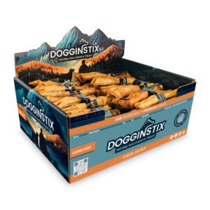 Box of DoggonnStix dog treats in peanut butter flavor.