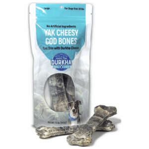 Bag of natural wax cheese cod bones dog treats.