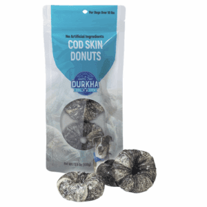 Package of cool skin donuts with two donuts displayed outside.