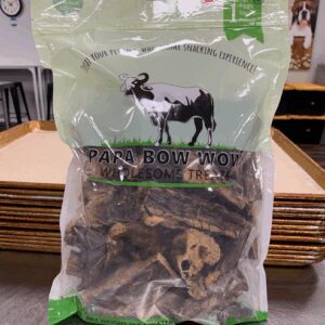 A bag of dried panda zoo dog treats with a dog illustration on the packaging.