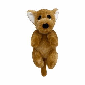 A cute brown teddy bear with black eyes and nose.
