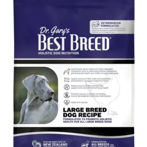 Dog food bag labeled 'Best Breed' for large breed dogs.