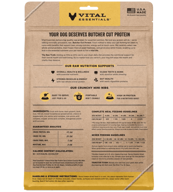 Informative poster on dog protein needs and benefits of Vetal Natural Dog Food.